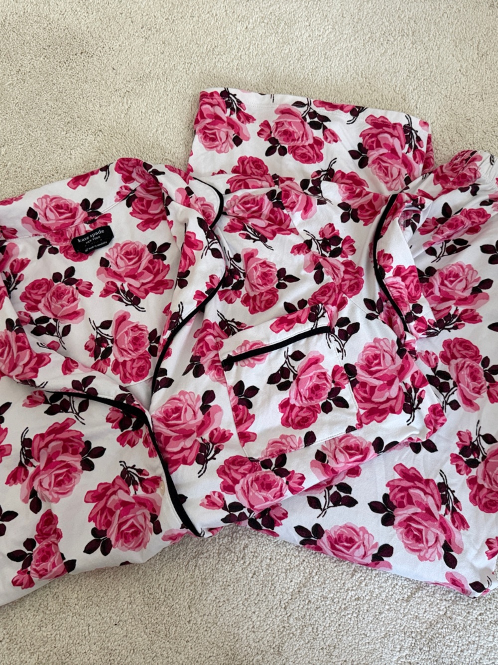 Kate Spade Floral Pink Rose Print Women’s Pajama Set